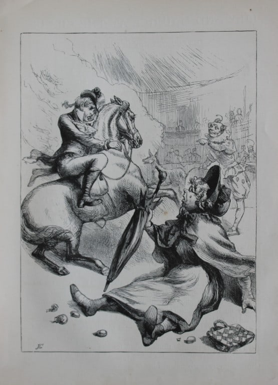 AT Elwes - Lily and Maurice at the Circus 1884: This print is from Little Wide Awake annual published in 1884 by George Routledge and Sons, London.The illustrations in this work were by A Baker, Gordon Browne, ME Edwards, AT Elwes, Kate Greenaway, 