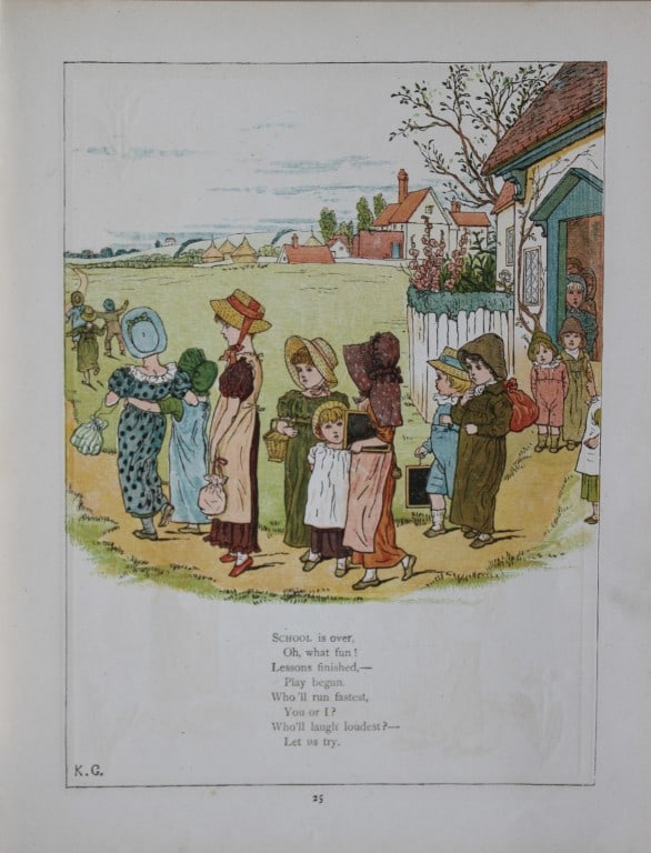 Kate Greenaway - Under the Window: Pictures and Rhymes 1878: This print is from Under the Window by Kate Greenaway.Published by George Routledge and Sons, London, 1878Size: 9.5 x 7.5 inches.