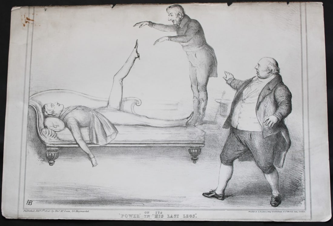 John Doyle (HB) - Original engraving from Political Sketches 1830-1840: This engraving was drawn and lithographed by John Doyle known by his pen name HB. Published by: Thomas McLean 26 Haymarket 1838.John Doyle was one of the most famous and prolific illustrators of the 1