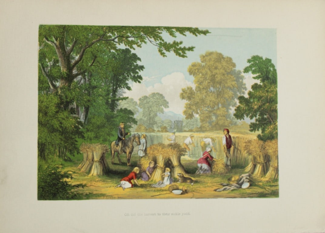 AF Lydon - Elegy Written in a Country Churchyard (Gray) from Gems from the Poets 1860: This wood engraving is from Gems of the Poets, representative of the anthologies of poetry accompanied by pastoral illustrations published in the 1860. The volume was conceived and compiled by Alexand