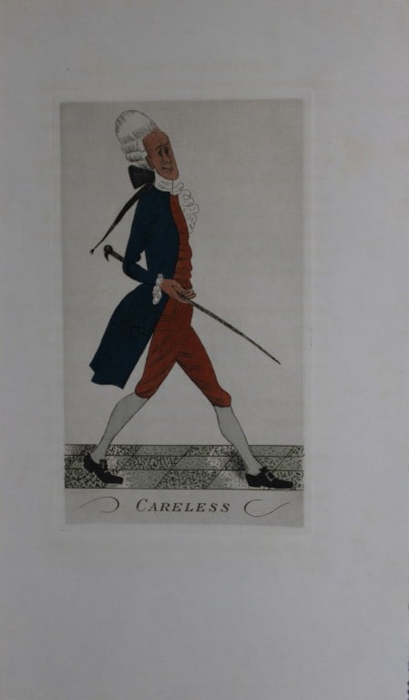R Ben Sussan - 2 hand-coloured etchings from The School for Scandal by Sheridan 1934: Careless and Snake. These hand coloured etchings by Rene Ben Sussan are from The School for Scandal ? A Comedy by R Sheridan. Published in Oxford and printed for the Members of the Limited Editions Cl