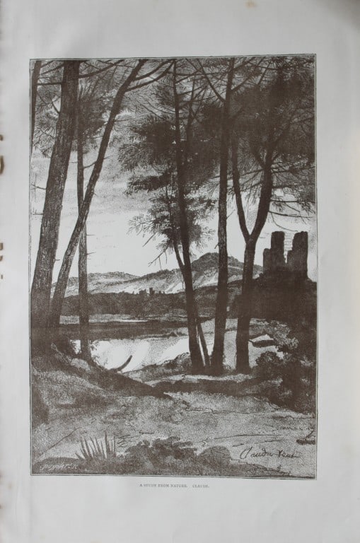 A Study from Nature by Claude Lorrain etched by Puyplat 1885: This print is from The Portfolio, an Artistic Periodical edited by Philip Hamerton.Published by Seeley and Co, London 1885.Size: 9.5in x 13.5in