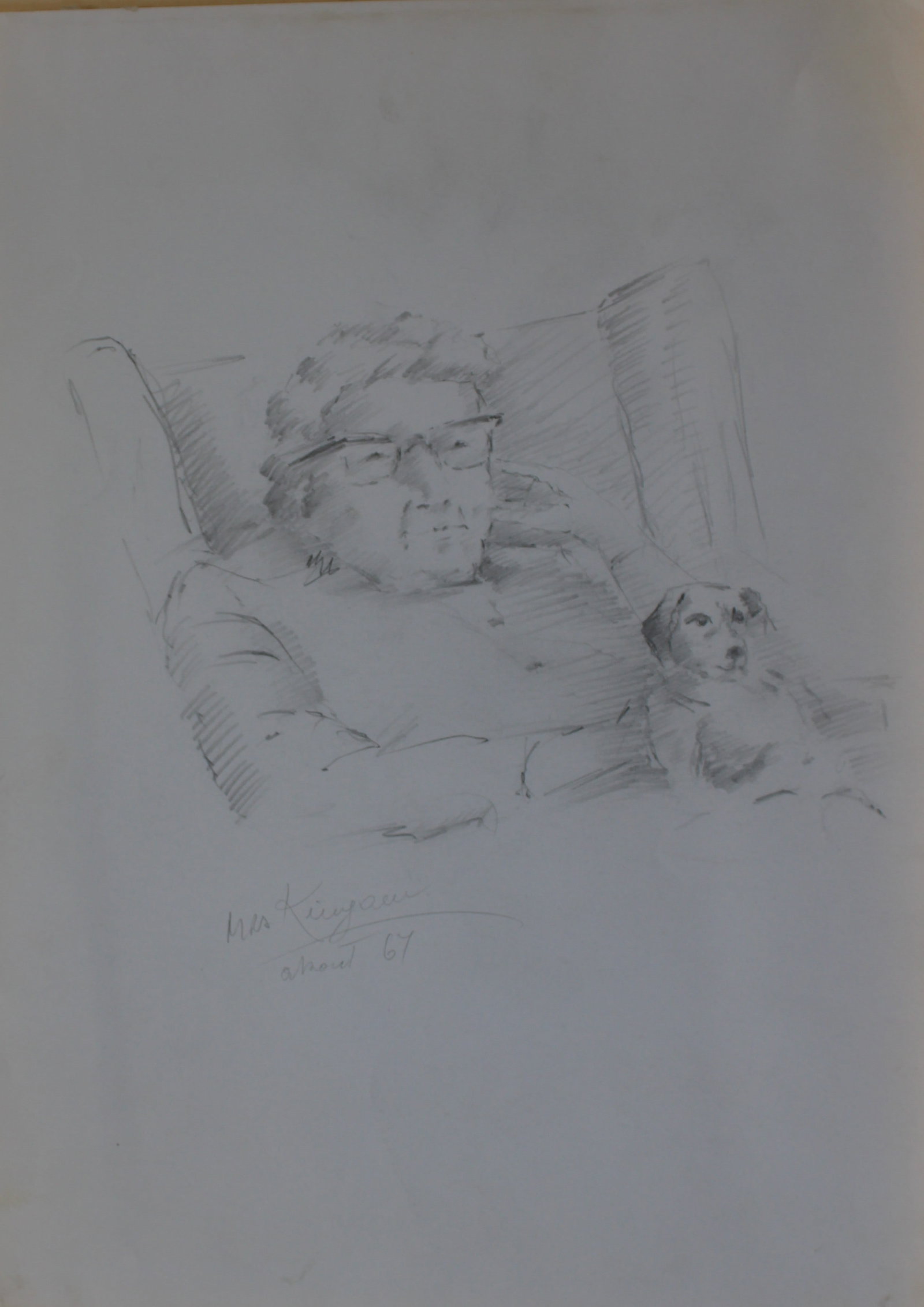Sergio Salvagnini - Original pencil drawing of an old lady 1967: Sergio Salvagnini (1918-2008) was an artist, sculptor and poet, who was born and raised in Florence, Italy. He emigrated to England in order to pursue his dreams of painting and sculpting on a full ti