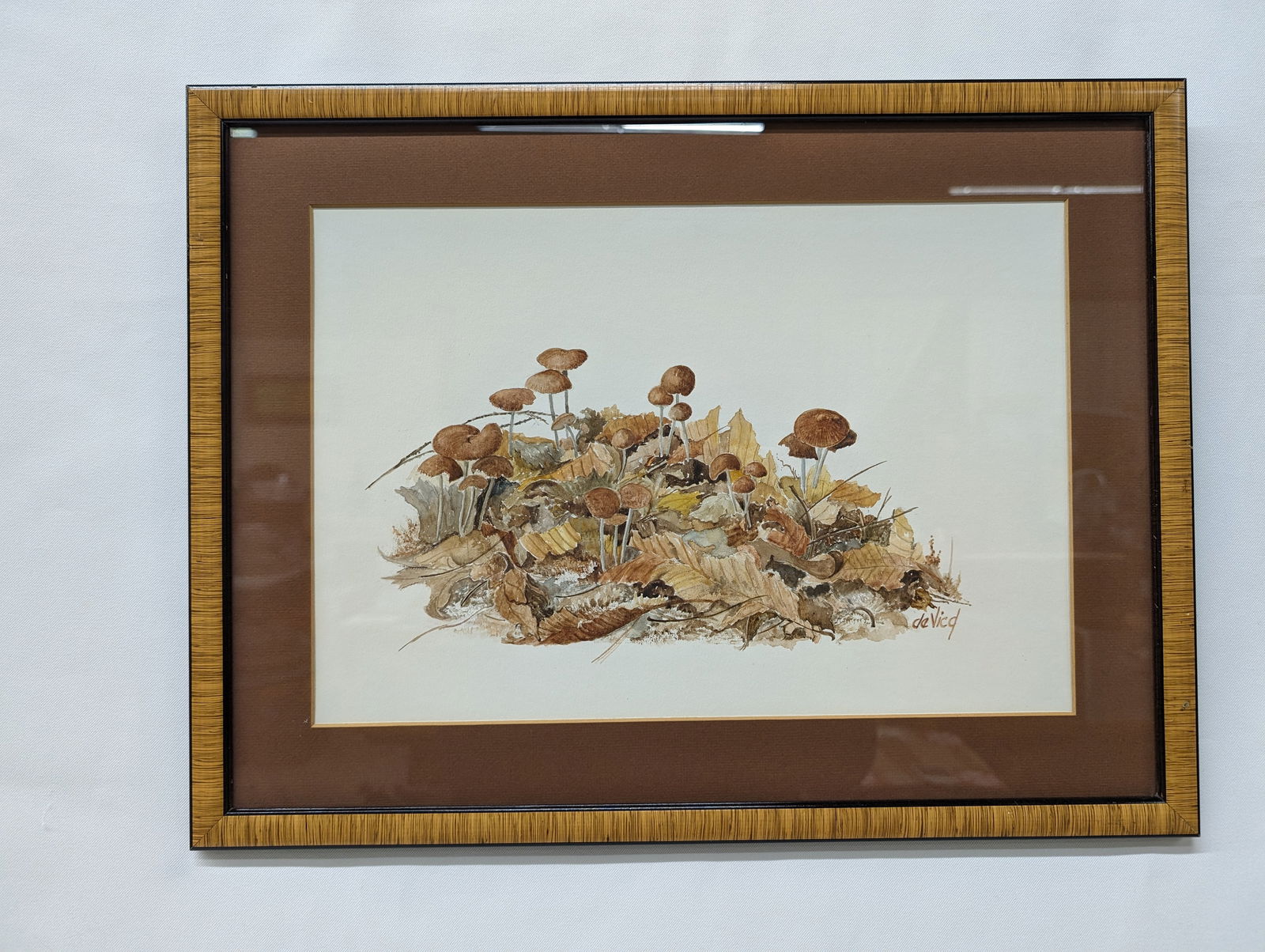 Elizabeth de Vicq Mushroom and Leaves Watercolor (1905-1985) Earthtone Colors (1 of 4)