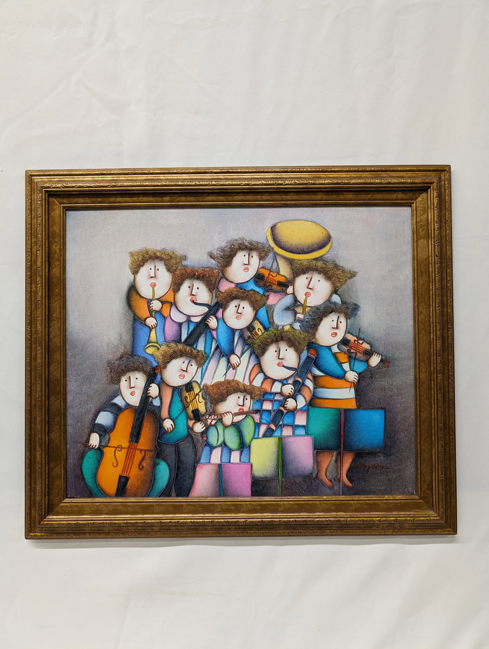 Joyce Roybal Ten Musicians Oil on Canvas Painting (1 of 5)