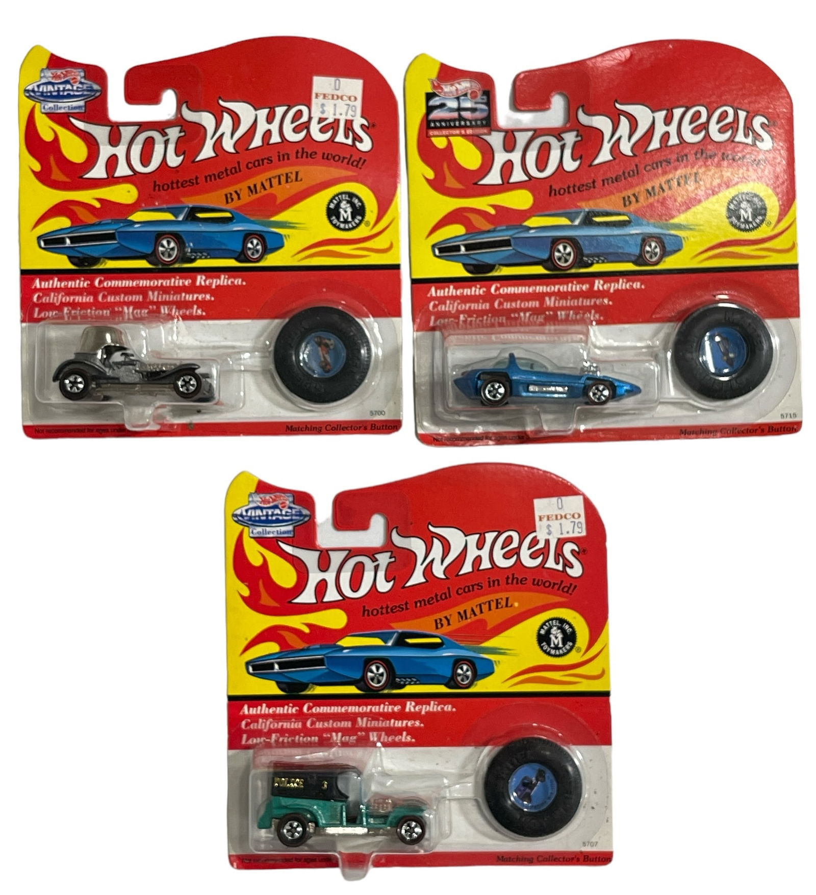Lot of 3 | SEALED Vintage Redline Hot Wheels Collection with collector’s buttons (1 of 5)