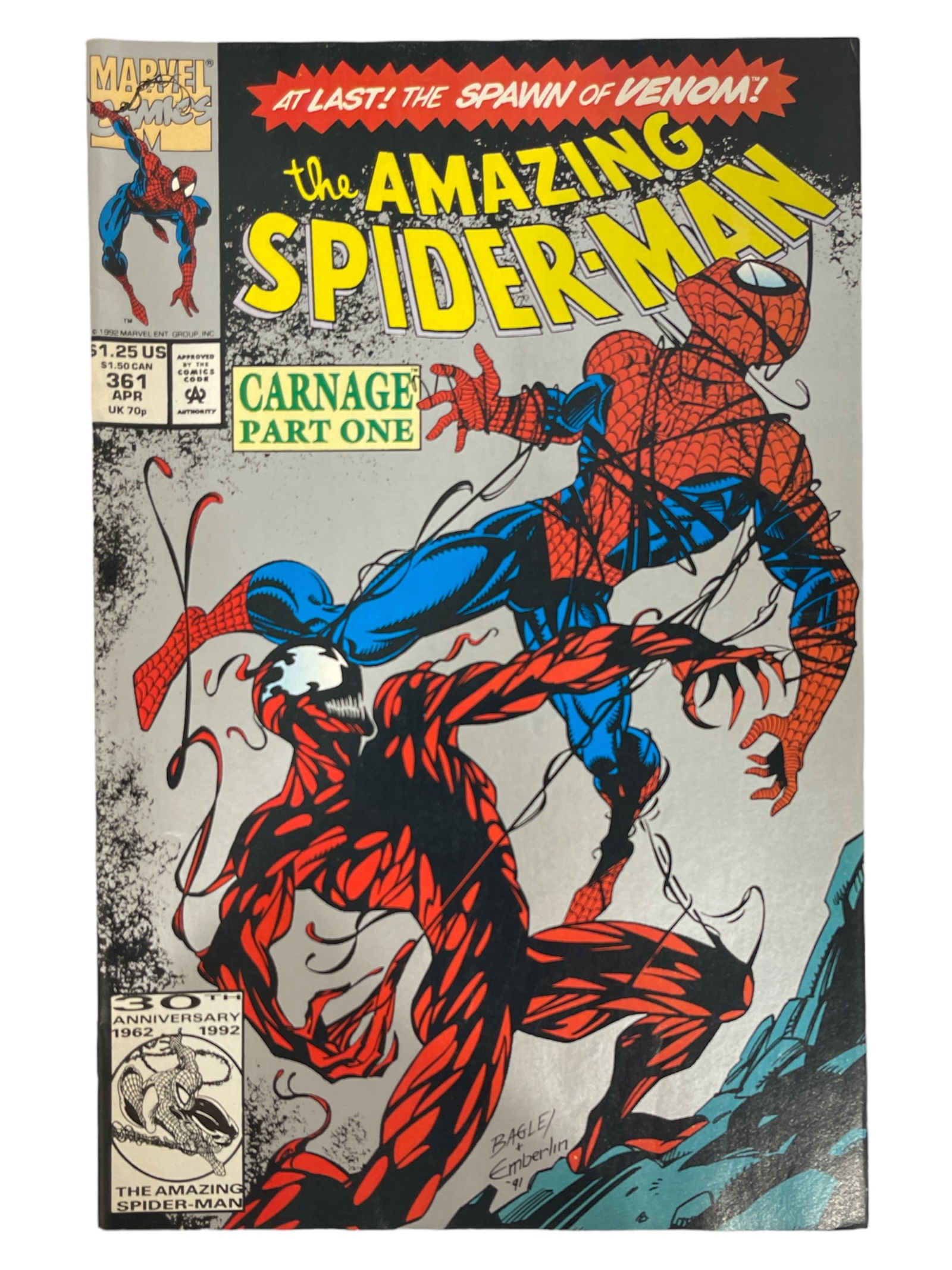 Vintage Marvel Comics | The Amazing Spider-Man no. 361: The Amazing Spider-Man #361 | 1st Appearance of Carnage