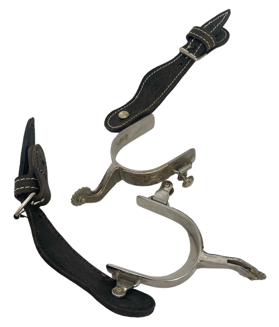 Vintage Cowboy Spurs With Leather Straps (1 of 2)