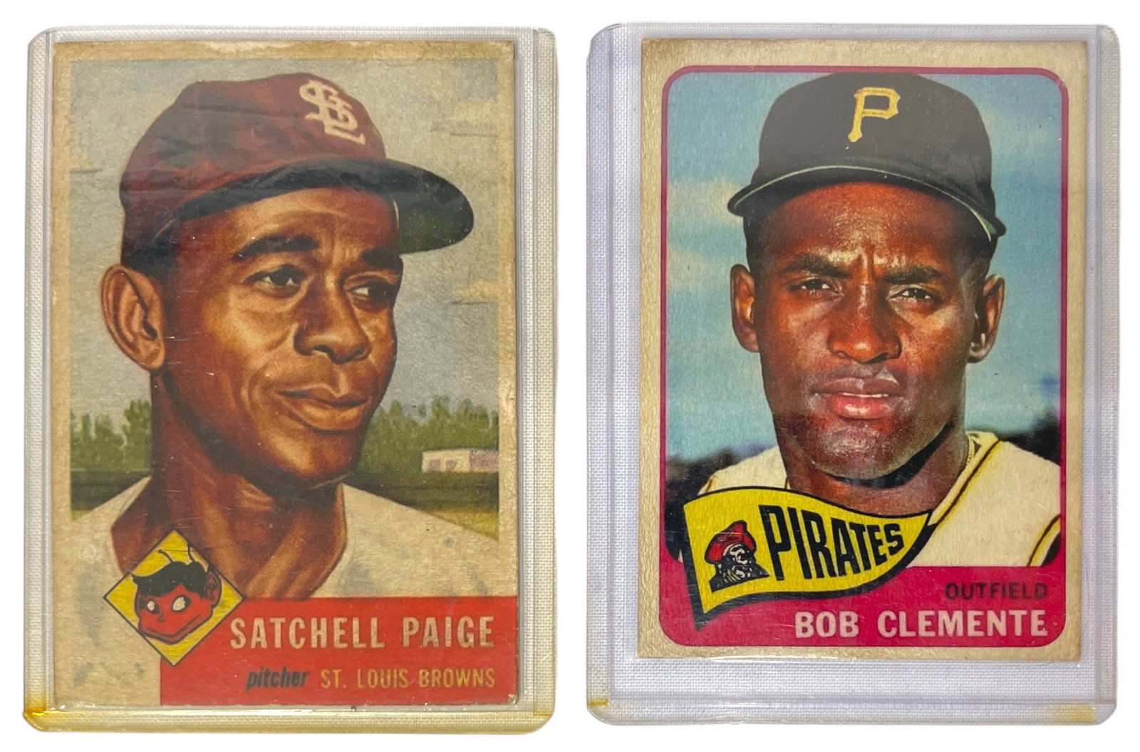 Topps Satchell Paige and Bob Clemente | Baseball Collectors Cards | No 220 and 160 (1 of 2)