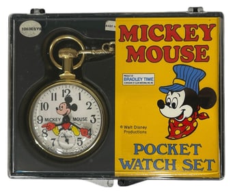 Disney Bradley Mickey Mouse Pocket Watch Set