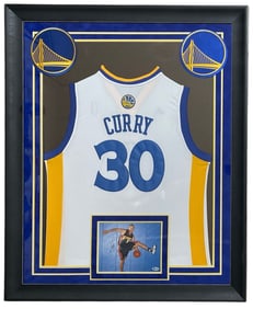 Framed Stephen Curry Jersey With Signed Photo | with coa