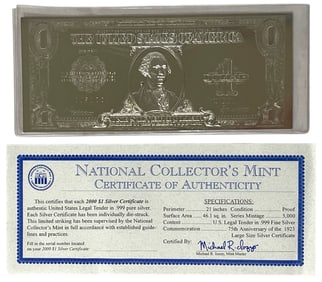 2000 Silver Dollar with COA