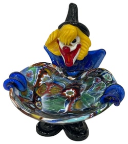 Glass Clown Figurine with Tray