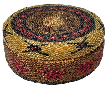 Woven Wicker Beaded Basket