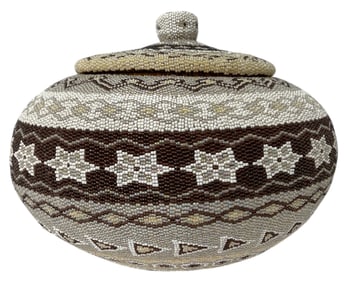 Woven Wicker Beaded Basket