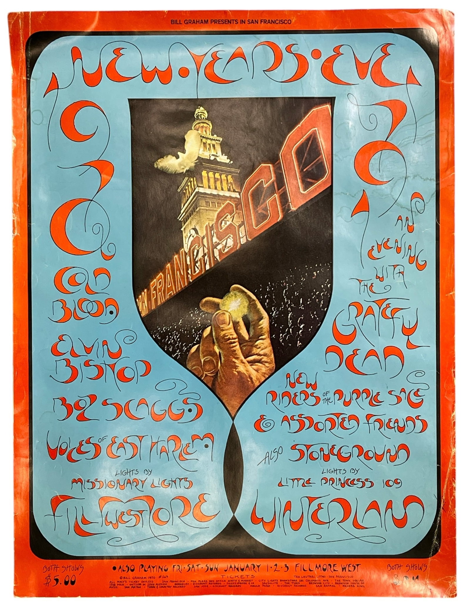 Grateful Dead Boz Scaggs Elvin Bishop 1970 Bill Graham Fillmore Poster: Grateful Dead Boz Scaggs Elvin Bishop 1970 Bill Graham Fillmore Poster