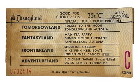 Vintage Disneyland Park Tickets