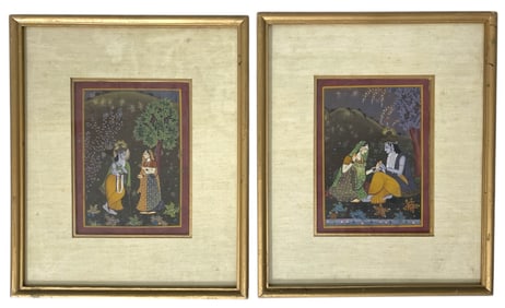 Lot of 2 | Hand Painted Radha Krishna Artwork