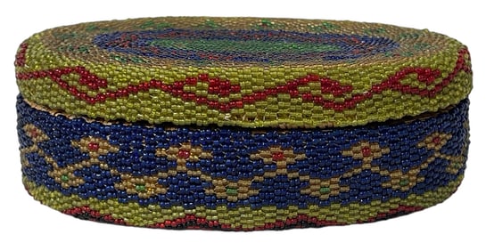 Native American Beaded Lidded Basket