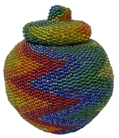 Native American Beaded Lidded Basket