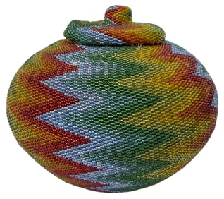 Native American Beaded Lidded Basket