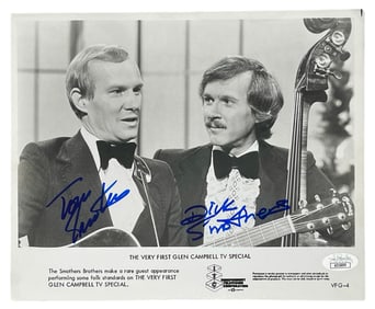 Signed Tom and Dick Smothers | B&W Photo 8 x 10 | Cert No. AZ16899