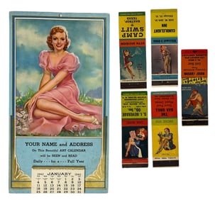 Vintage Calendar 1942 and Matchbook Cover Collection