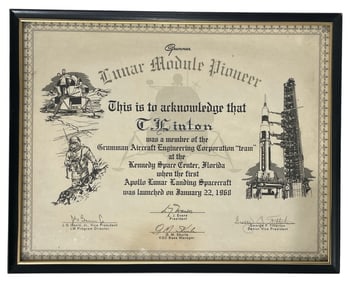 Lunar Module Pioneer | Grumman Aircraft | Apollo Lunar Landing Certificates