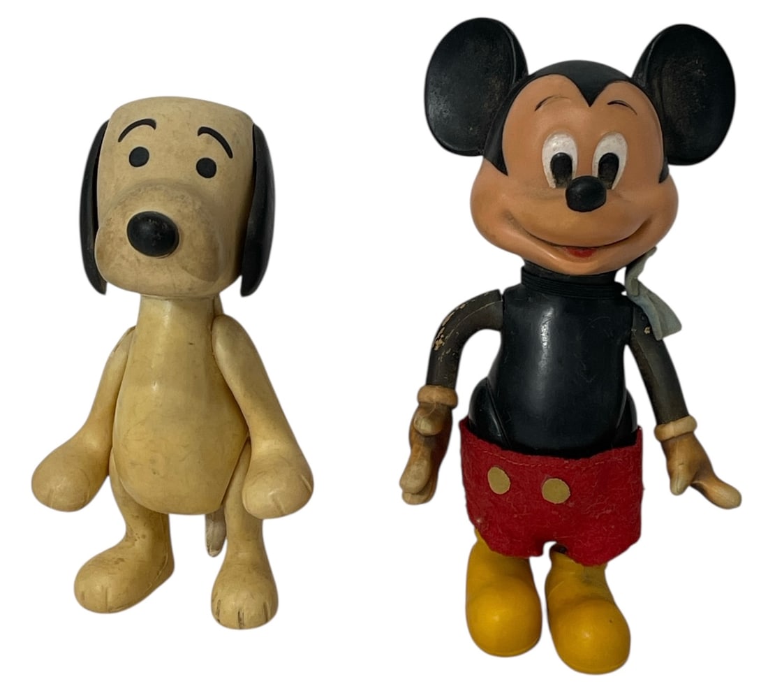 Vintage Snoopy and Mickey Mouse: Items show signs of wear and tear consistent with their vintage condition. All purchases are made at the buyer's discretion.