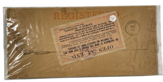 Vintage Registered Mail with US Postage Stamp