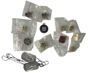 Army Pins and ID Dog Tag Collection