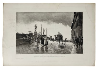 The Bridge Of The Holy Trinity Over The Arno At Florence On A Stormy Day | Print