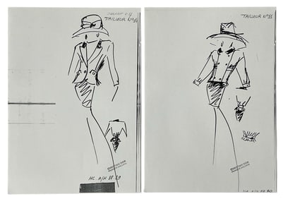 Christian Dior | Original Dior Stamp On Fashion Sketches | Prints