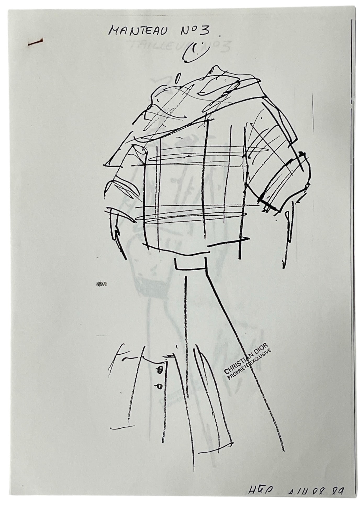 Christian Dior | Original Dior Stamp On Fashion Sketches | Prints: Christian Dior | Original Dior Stamp On Fashion Sketches | Prints