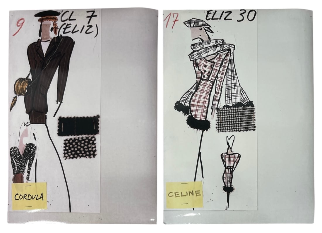 Luxury Fashion Brands | Designer Sketches | Photo Collection: High end Fashion Sketches | Believed to be original production artwork possibly associated with luxury fashion houses such as Dior Versace or Chanel. A unique and elegant piece that captures the essen