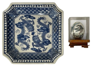 Oriental Plate and Artwork on Egg Collection