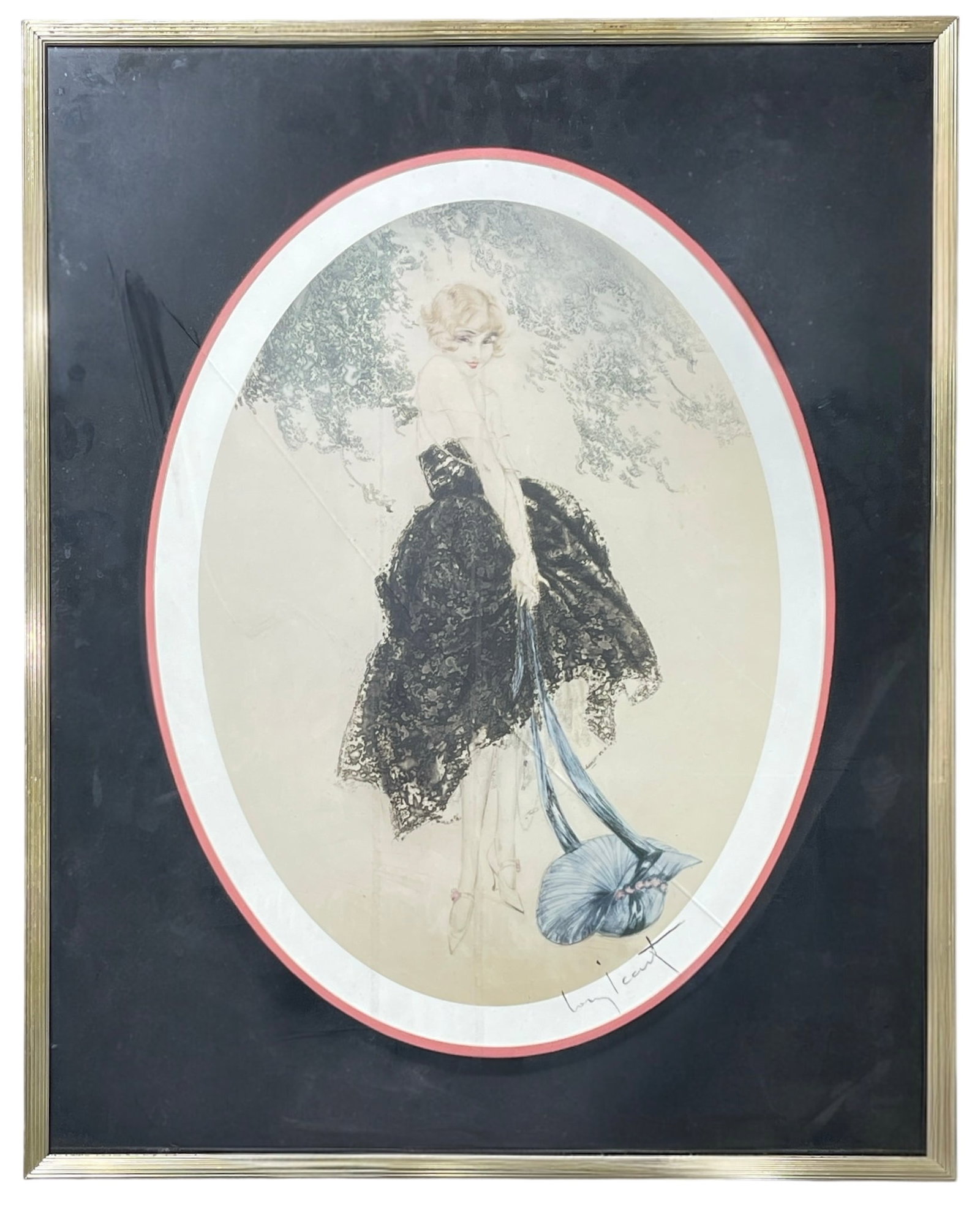 Framed Louis Icart | le Panier De Pommes: Framed Louis Icart | le Panier De Pommes