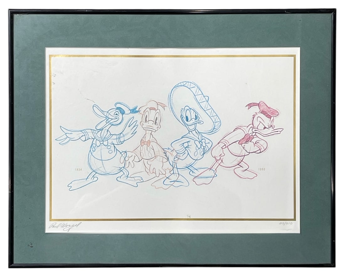 Donald Duck | Past and Present | Disney Lithograph Signed by Paul Wenzel (1 of 3)