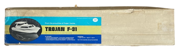 Vintage Dumas Trojan F 31 Yacht Wooden RC Model Kit