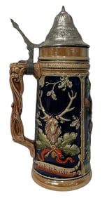 Vintage Pewter Lidded German Beer Stein