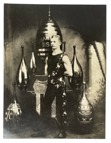 1933 Gus Hill with Indian Juggling Clubs | Photo with Handwriting on the back