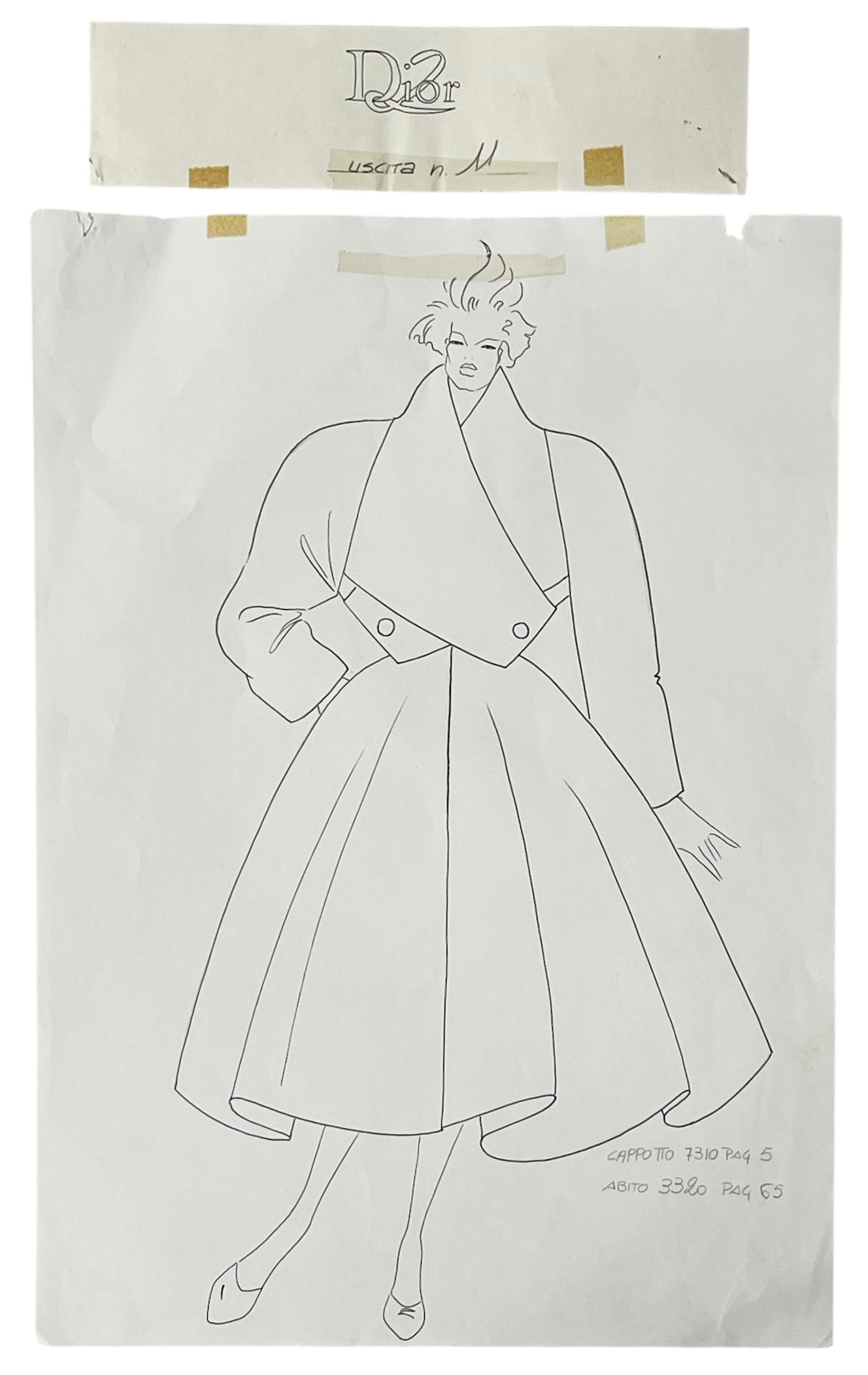Christian Dior | Original Designer Sketch | One of a Kind Artwork: Christian Dior | Original Designer Sketch | One of a Kind Artwork