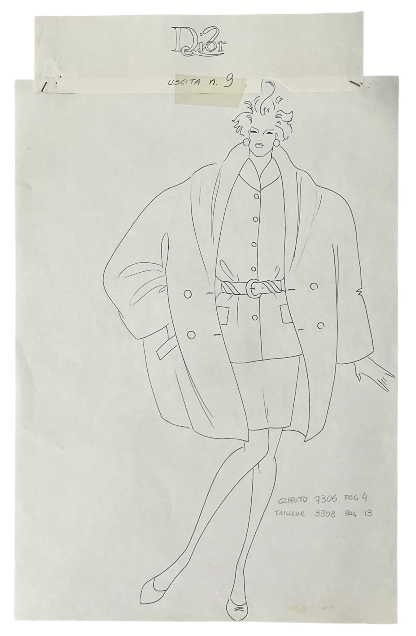 Christian Dior | Original Designer Sketch | One of a Kind Artwork: Christian Dior | Original Designer Sketch | One of a Kind Artwork