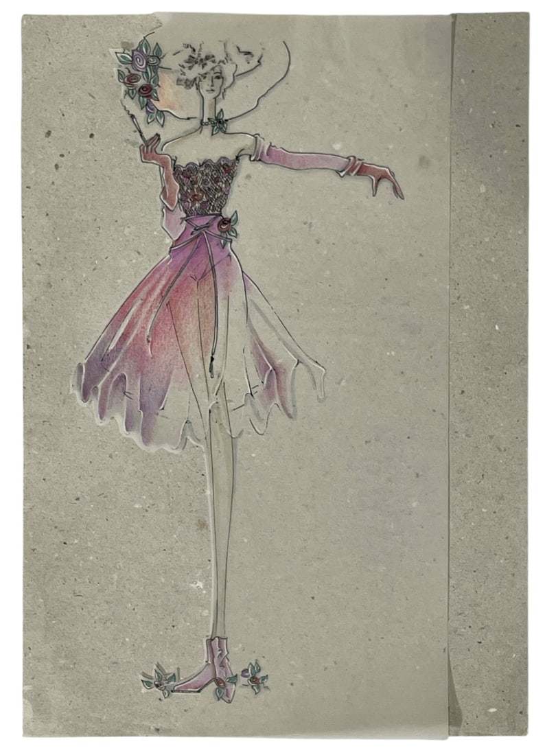 Luxury Fashion Brands | Original Designer Sketch | One of a Kind Artwork: High end Fashion Sketches | Believed to be original production artwork possibly associated with luxury fashion houses such as Dior Versace or Chanel. A unique and elegant piece that captures the essen