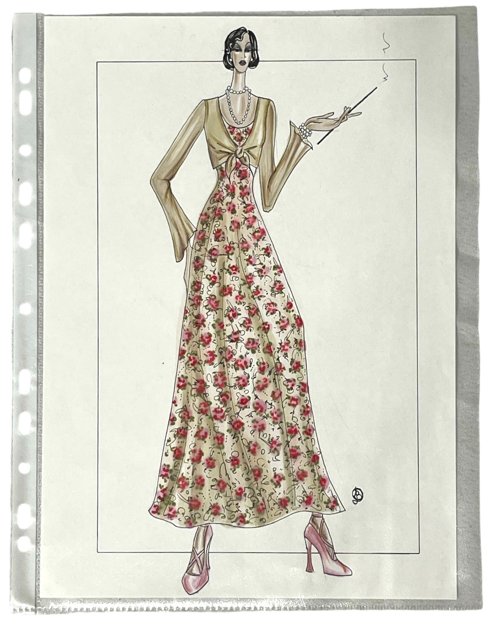 Luxury Fashion Brands | Original Designer Sketch | One of a Kind Artwork: High end Fashion Sketches | Believed to be original production artwork possibly associated with luxury fashion houses such as Dior Versace or Chanel. A unique and elegant piece that captures the essen