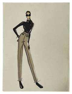 Luxury Fashion Brands | Original Designer Sketch | One of a Kind Artwork: High end Fashion Sketches | Believed to be original production artwork possibly associated with luxury fashion houses such as Dior Versace or Chanel. A unique and elegant piece that captures the essen