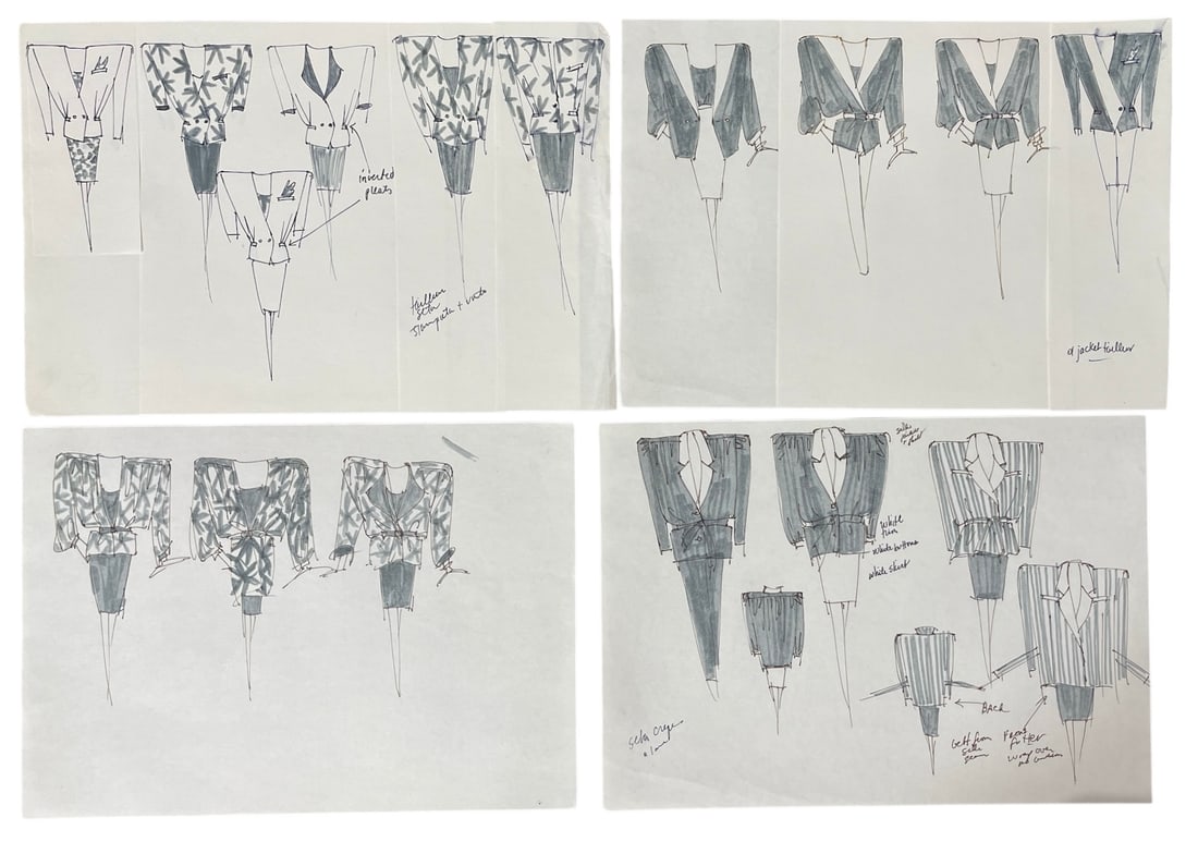 Luxury Fashion Brands | Original Designer Sketch | One of a Kind Artwork: High end Fashion Sketches | Believed to be original production artwork possibly associated with luxury fashion houses such as Dior Versace or Chanel. A unique and elegant piece that captures the essen