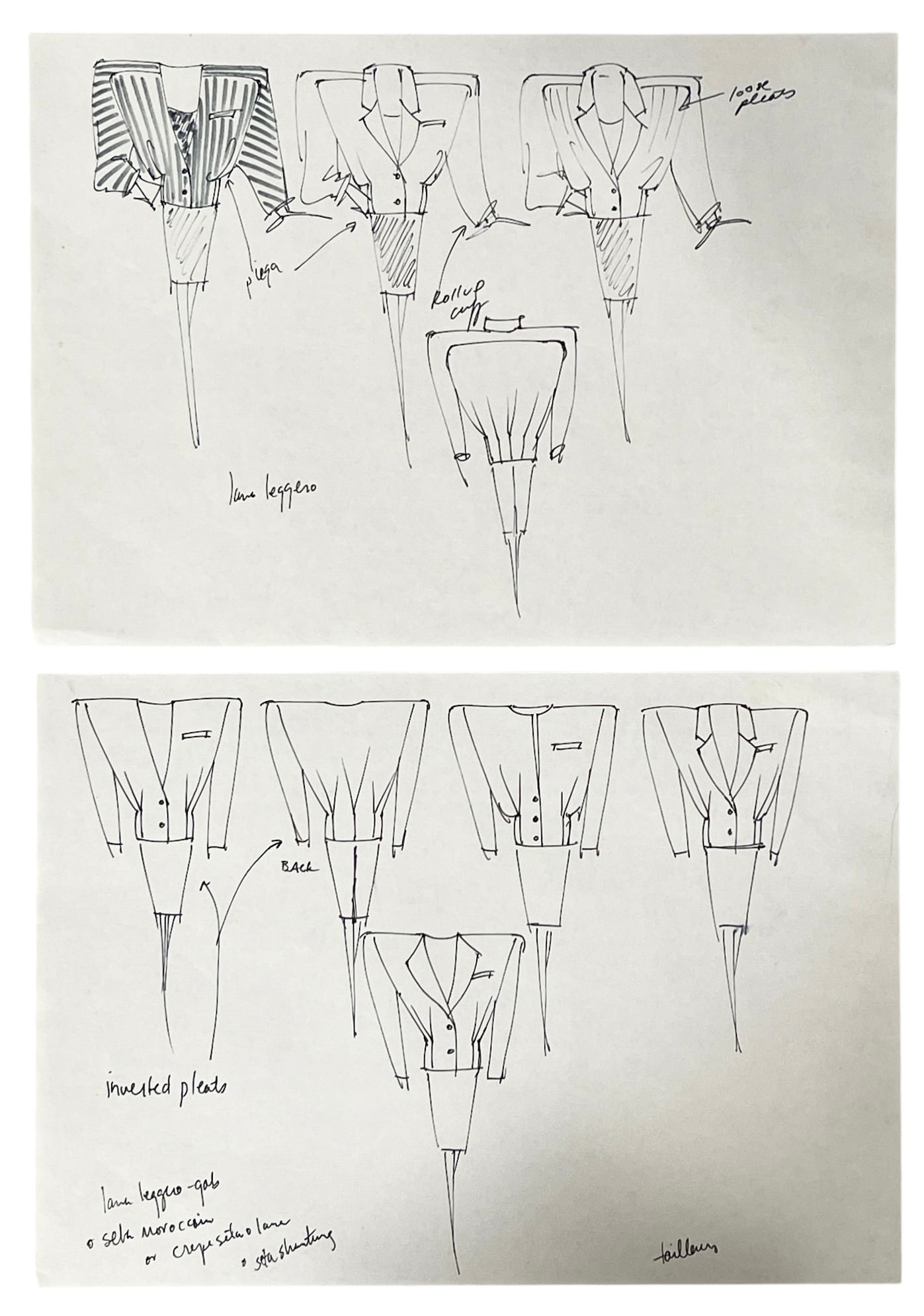 Luxury Fashion Brands | Original Designer Sketch | One of a Kind Artwork: High end Fashion Sketches | Believed to be original production artwork possibly associated with luxury fashion houses such as Dior Versace or Chanel. A unique and elegant piece that captures the essen