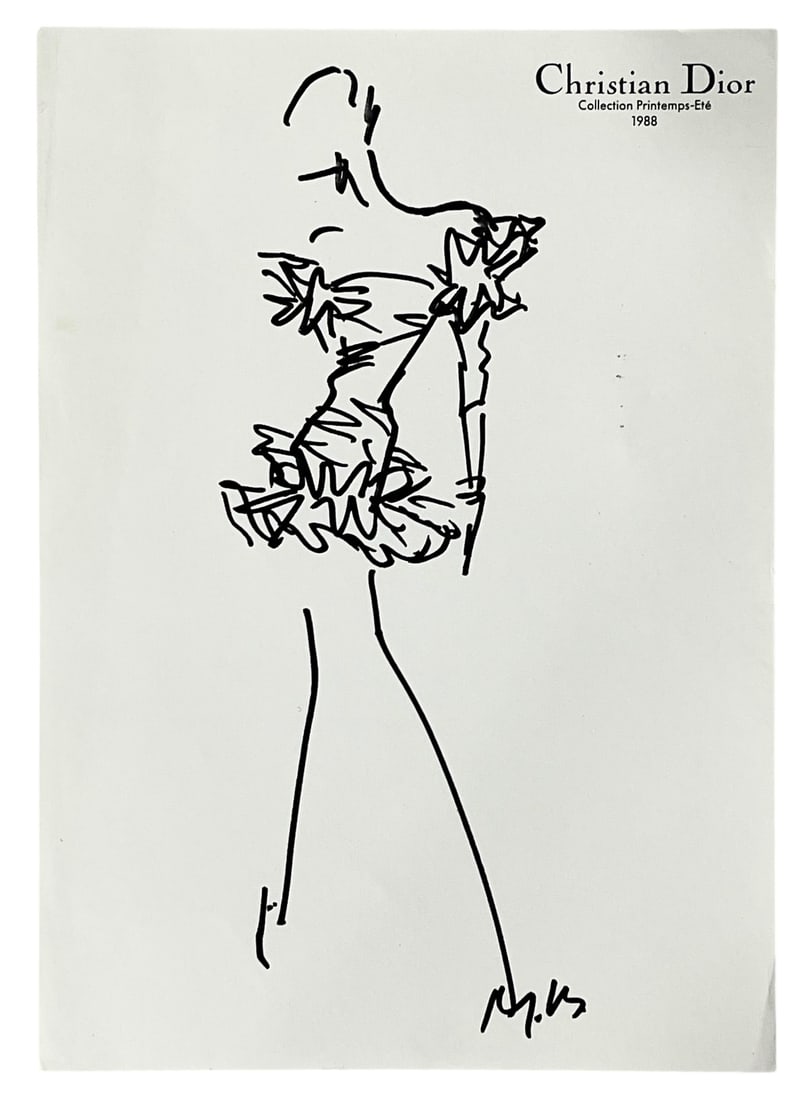 Christian Dior | Original Designer Sketch | One of a Kind Artwork: Christian Dior | Original Designer Sketch | One of a Kind Artwork