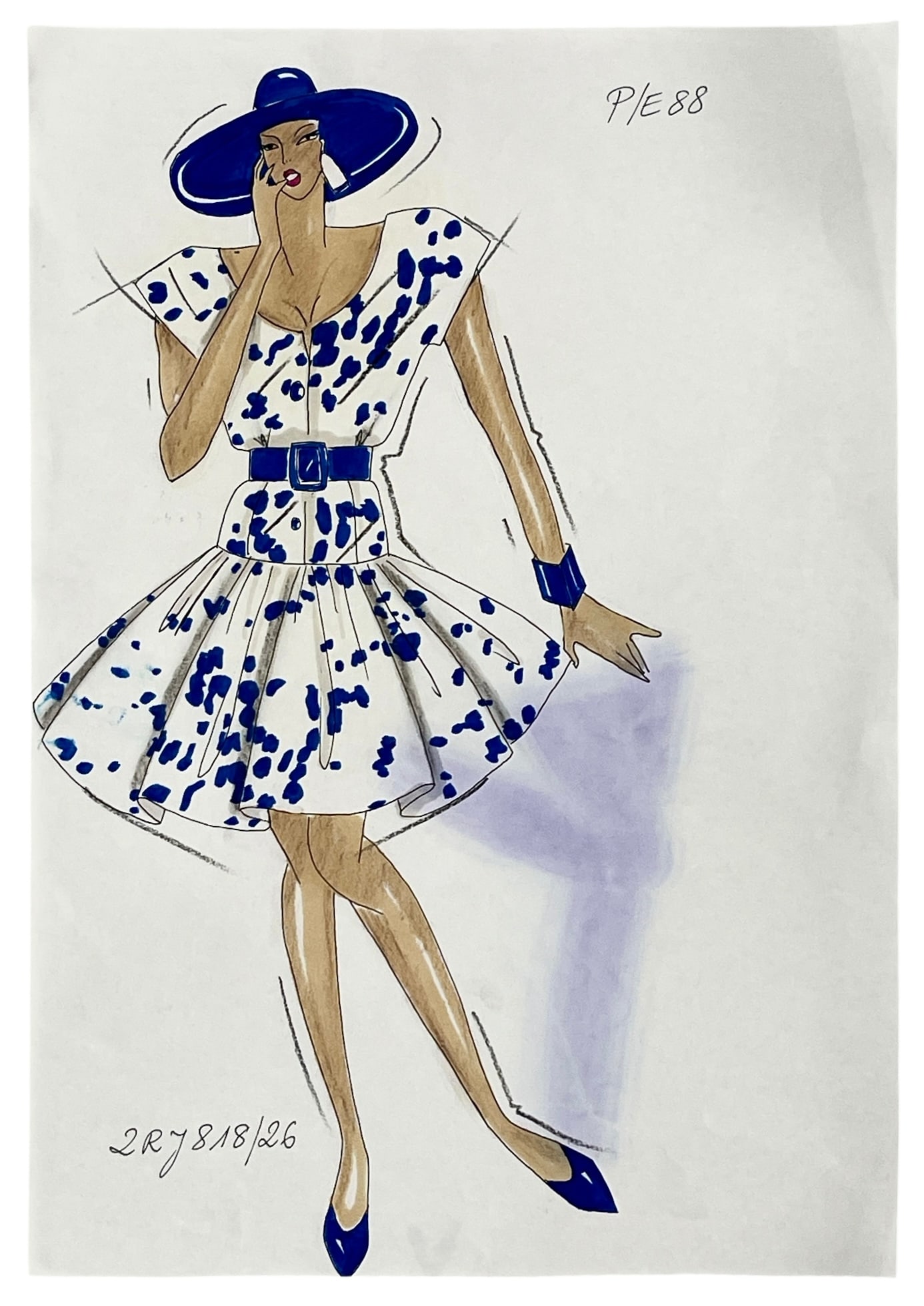 Christian Dior | Original Designer Sketch | One of a Kind Artwork: Christian Dior | Original Designer Sketch | One of a Kind Artwork